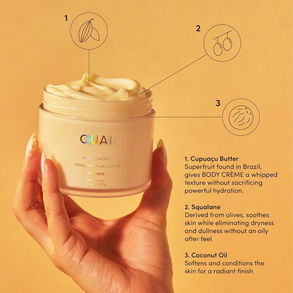OUAI Body Cream, St. Barts - Hydrating Whipped Body Cream 7.5oz - Picture 6 of 7